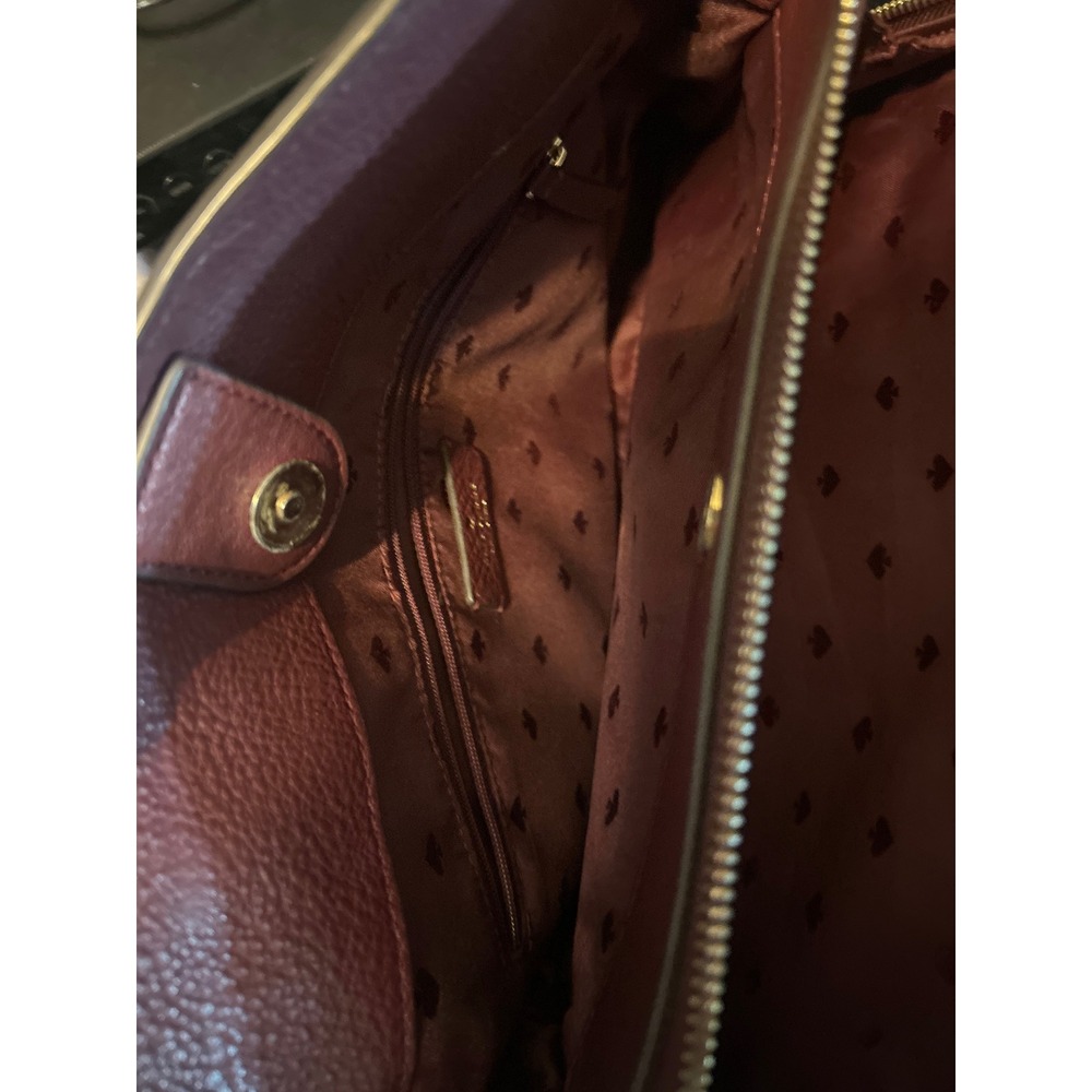 Kate Spade New York Pebbled Leather Shoulder Bag Burgundy Maroon Tote - Picture 9 of 11